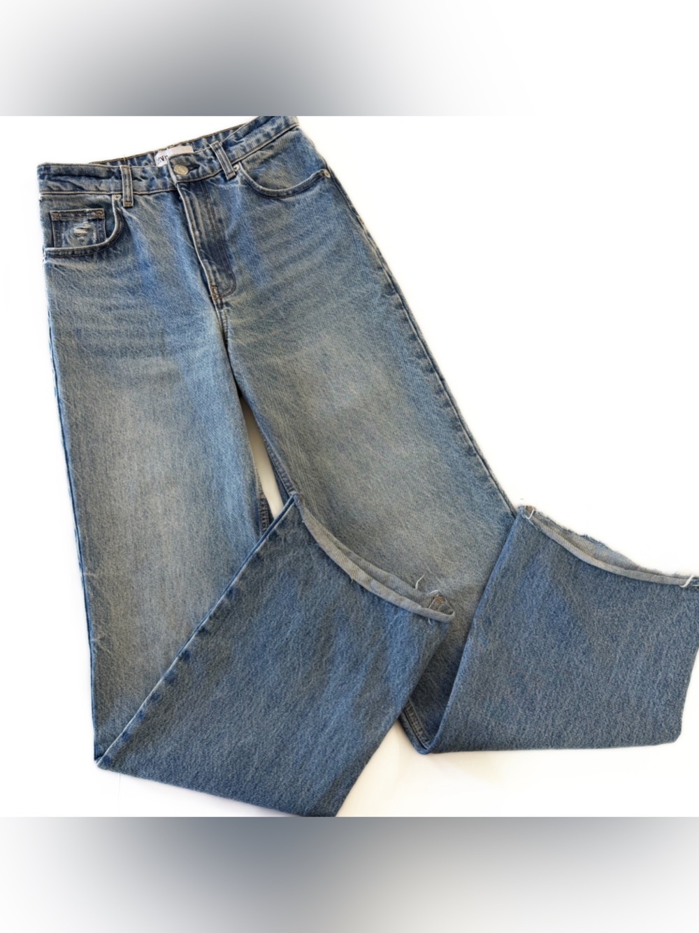 Zara Jeans Womens 4 High Rise 90s Full Length Raw Hem